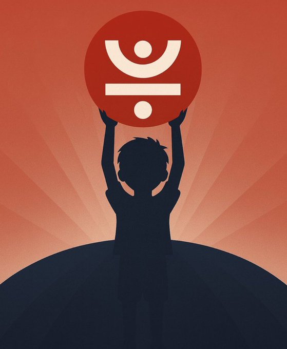 A silhouetted figure holds aloft a red circle containing the JUST logo, symbolizing the practical utility of the #JUST ecosystem, powered by $JST.