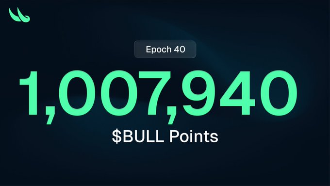 Dark screen displaying a counter at 'Epoch 40' showing 1,007,940 $BULL Points.