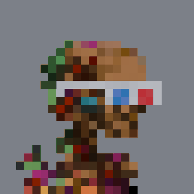 The pixelated, blocky artwork depicts a character with green hair wearing a visor-like headband, rendered in a low-resolution style that evokes classic 8-bit or 16-bit video game aesthetics. The image visually represents "Argonaut #8999," a unique NFT from the Argonauts collection on MuseFacktory, recently sold for 0.75 ETH on the blockchain.