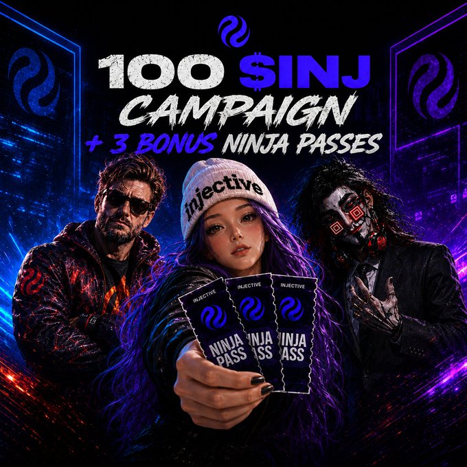 The image features a poster for an online gaming event, with three people standing next to each other holding up tickets or passes. The text on the poster indicates that there are 100 Sinjj campaign passes available, which include 3 bonus ninja passes. The poster also mentions that the event is scheduled to take place in 1 hour and that it will be held before the registration closes at 4:00 pm. Additionally, a post-registration countdown timer can be seen on the image.