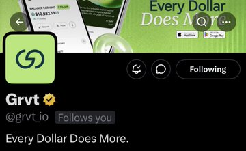 The image shows a Twitter/X profile page for "Grvt" (@grvt_io), featuring a green link icon, a "Following" button, and the tagline "Every Dollar Does More." In the top banner, text reads "Every Dollar Does More," along with visible interface elements showing a balance of "$10,832,315" and "125%."

The profile appears to represent a cryptocurrency platform, which fits the context of the post asking about top perpetual DEXs (decentralized exchanges), suggesting Grvt is being highlighted as one of the user's preferred perp DEX platforms.