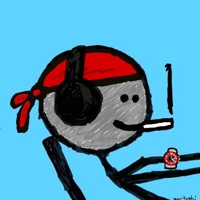 A crudely drawn stick figure wearing a red bandana and smoking a cigarette sits on a chair with a can beside them, set against a bright blue background. The cartoonish, "degen" vibe of the image—complete with the smoking figure and crude art style—matches the post's self-described identity as an unemployed 23-year-old looking to connect with fellow "degens."