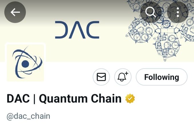 The image shows a social media post about DAC Quantum Chain, an innovative technology that uses the principles of quantum computing to create a new era of Web3. The post highlights the importance of DAC Quantum Chain for the future of blockchain technology, emphasizing its potential applications in various fields such as DeFi (decentralized finance), AI, and secure data validation.