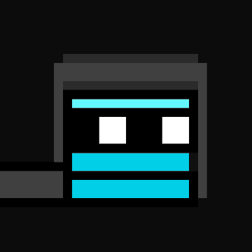A simple, stylized graphic icon of a gray and cyan blue building or server structure against a black background.