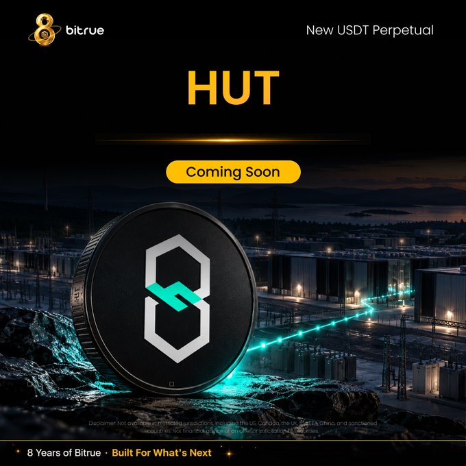 Bitrue announces that $HUT (Hut 8) will be listed as a new USDT Perpetual on Bitrue Futures starting September 28, with up to 20x leverage available for trading.