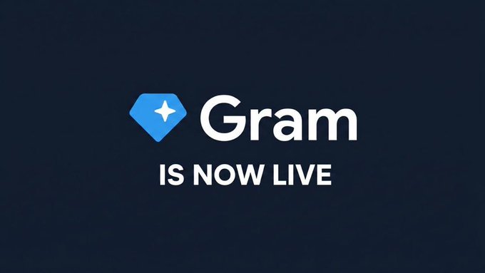 The image features a black background with white text that reads "GRAM is now live". The text is positioned at the bottom of the image, making it stand out against the dark backdrop.