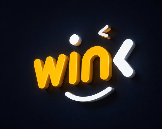 A 3D logo featuring the word "win" in orange and white with a stylized smiling face design on a dark background.