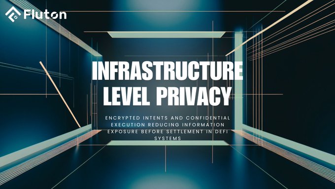 urns of a dark blue room with white lines, accompanied by the text "INFRASTRUCTURE LEVEL PRIVACY" and "ENRICHED INTENT AND CONFIDENTIAL EXCHANGE".