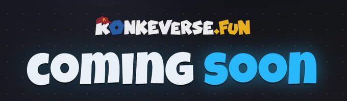 A promotional graphic on a black background reading 'KONKEVERSE.FUN' above the text 'coming soon' in white and blue.