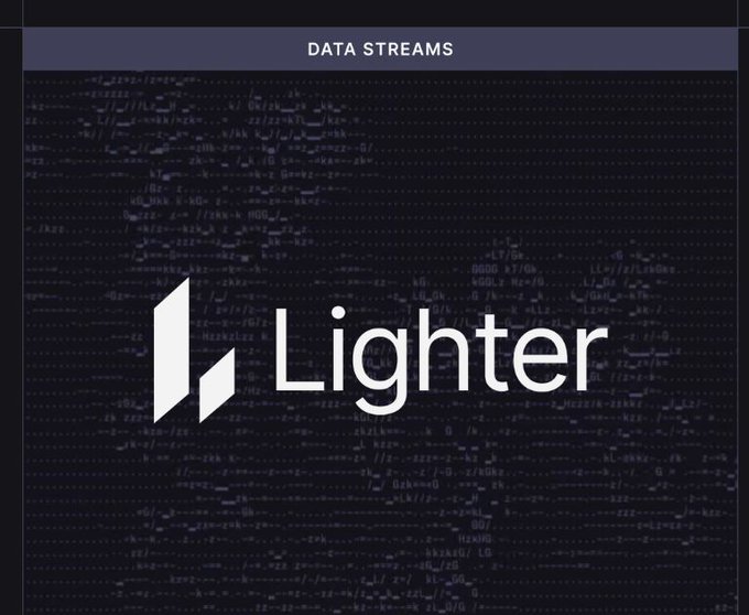 A title card with the 'Lighter' logo over a background of digital code and a 'DATA STREAMS' header at the top.