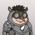 A pixel art cartoon character wearing goggles and spiked brown hair is shown alongside a small bandit-themed figure, visually referencing the "MegaNacci" community and PlayBandits NFT mints the user secured.