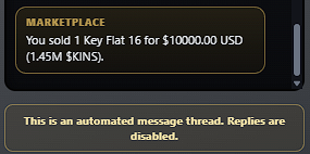 The image shows a computer screen with several text displayed across it. One of the texts reads "Marketplace", another one is about a sale of an item at $1,150,000 US dollars, and there's also information on auto-reply messages that says "This is an automated message thread, Replies are disabled." The words "solana" appear in the image as well.
