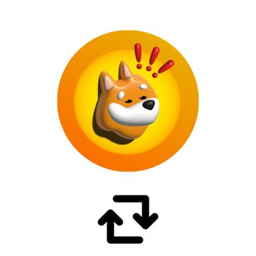 The image features a stylized 3D Shiba Inu dog emoji inside an orange circle with red exclamation marks above its head, positioned above a refresh/transfer arrow icon. This appears to represent the **$BONK** Solana memecoin, which is being compared against **$FLOKI** in the accompanying post about which community is the strongest.