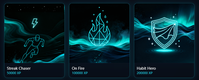 The image features three different posts about a video game called "Term Max" on social media platforms, with each post showcasing a unique aspect of the game or its content. The first post is from a user named @TermMaxFi, who has posted an image featuring a man running in front of a blue background and a fire symbol. The second post is from a user named @habithero, who has posted a picture with a shield and a lightning bolt on it. The third post is from a user named @Habit Hero, who has posted a picture with a shield and a lightning bolt on it as well. These posts provide information about the game's features and its content, giving potential players an idea of what to expect when they engage in the video game.