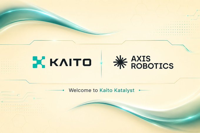 A promotional graphic featuring the logos 'KAITO' and 'AXIS ROBOTICS' with the text 'Welcome to Kaito Katalyst' against a cream and teal background.