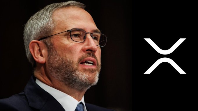 The image shows Ripple CEO Brad Garlinghouse alongside the XRP logo, with his appearance likely accompanying a major announcement about XRP's new role as institutional collateral for accessing the $100 trillion+ global collateral market.
