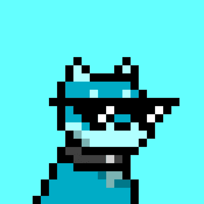 The image features a cartoon dog wearing sunglasses, a black collar with a silver pendant, and a blue shirt. The dog appears to be looking directly at the camera while wearing sunglasses. The caption "Believe in Something Believe in the DOGS" is written below the image.