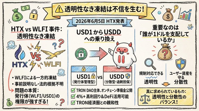 The image features a poster or infographic that includes various elements, such as a cartoon character, a drawing of a shield, and text written in Japanese. The poster also contains information about two companies - WFLI and USDD - along with some questions related to these companies. The poster is displayed on a gray background, making it easy for viewers to read the content.