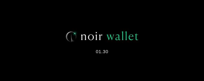 The image displays the "noir wallet" logo on a black background with the version number "01.30" below it, serving as a visual announcement for the wallet's v1.0.30 update highlighted in the accompanying post.