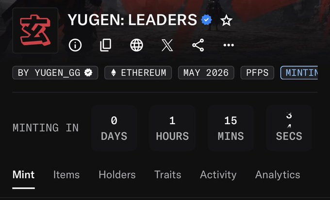 The image shows a list of items, including a profile picture of Yugen Gg with an "Ethereum" link, indicating that he is a leader in the Ethereum world or that he has knowledge about it. The post includes information about his status, such as being minted for 15 days and having an activity level of 1 Sec, which suggests that he might be involved in a project related to cryptocurrencies or blockchain technology. This profile picture also implies that Yugen Gg is actively participating in the cryptocurrency community, sharing his insights with others on social media platforms.