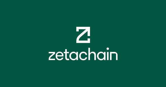 The image displays the ZetaChain logo, featuring a stylized white "Z" emblem above the wordmark "zetachain" set against a deep green background. This branding aligns with the announcement that ZetaChain ($ZETA) is migrating its token to the Solana ($SOL) network following overwhelming tokenholder approval.