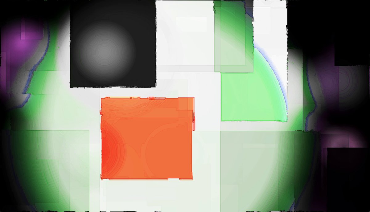 The image features a square with an orange border, surrounded by other squares of various colors including white, green, black, purple, and pink. The squares are arranged in a grid pattern, creating a visually appealing composition. The image also includes text that reads "Collected on Verse Secondary Kazuhiro Tanimoto, Rain Blooms #54 (Ξ0.164) Tanimoto on Ethereum: verse.works/kazuhiro-t anim ...", which suggests the image may be related to a collection of art pieces or an artist's portfolio showcasing their work.