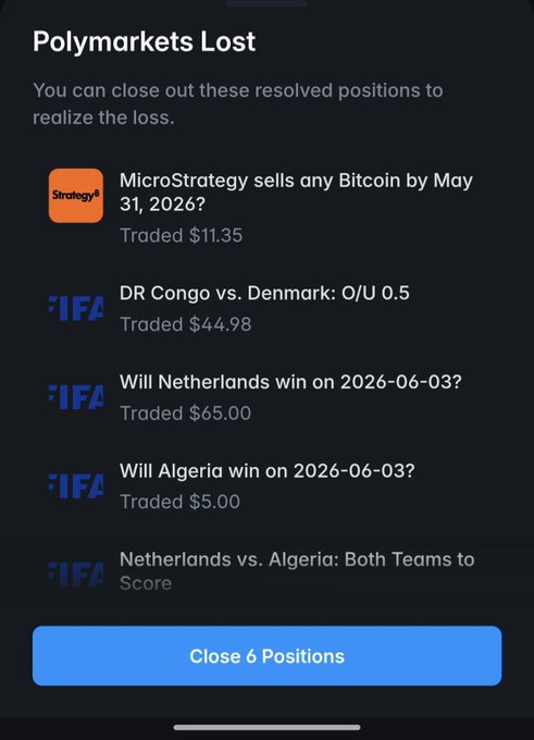 The image shows a screenshot of an app called Polymarket that displays information about trading positions for different cryptocurrencies. The app has a list of cryptocurrency names along with their respective positions at the time of the screenshot, including Bitcoin, Will, Algeria, and more. The app also provides options to close or change these positions based on user preferences.