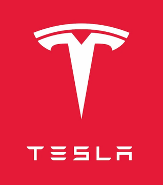 The image shows the Tesla logo, featuring its stylized "T" emblem and the company name "TESLA" in white against a red background. The connection to the post about SpaceX's Bitcoin holdings is that Tesla and SpaceX are both companies led by Elon Musk, with the image serving as a visual reference to his business ventures.