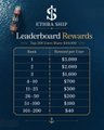 A dark-themed dashboard showing an EARN IT NFT Leaderboard Rewards table with tiered cash prizes, ranging from $5,000 at rank 1 down to $50 at ranks 21-100.