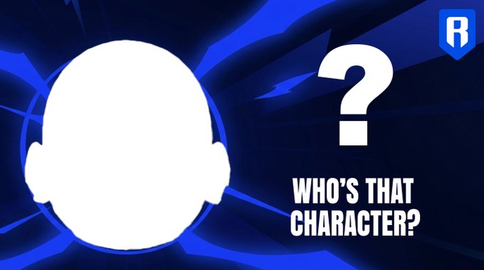 A blue background graphic shows a white silhouette of a character's head with the text 'WHO'S THAT CHARACTER?' next to it.