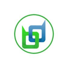 A logo featuring a green circle outline containing an interlocking blue and green stylized letter design.