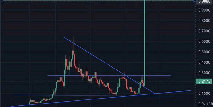 "What is PUMPING now? #DroverInu #hydrachain #BTC #RICH $CKOM $FLOKI #BABYDOGE #KIBA $DOG #KIZUNA #NEIRO $PONKE $HMMM $SLACK $VSTN". This image is showing a line chart, and it's related to the post about cryptocurrency prices. The lines in the graph are going up or down, indicating whether the value of Bitcoin (BTC) has increased or decreased over time.