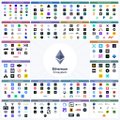 An image displaying a large collection of small icons or emojis arranged in a grid, with an Ethereum logo in the center.