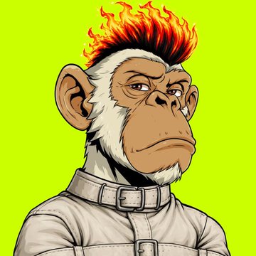 A cartoon monkey with a fiery red mohawk and a serious expression, wearing a white jacket, stands against a bright green background. The image's defiant, bold monkey persona visually echoes the post's enthusiastic and rebellious attitude toward joining the #Hoodstreet DeFi community.