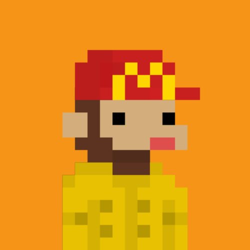 A pixel art illustration of a character with brown skin, wearing a red and yellow cap backwards, set against a solid orange background.