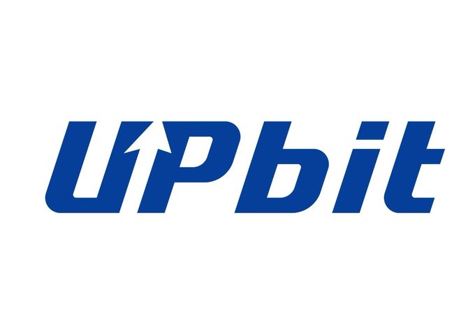 The UPbit logo displayed in bold blue lettering with an upward arrow integrated into the letter "U".