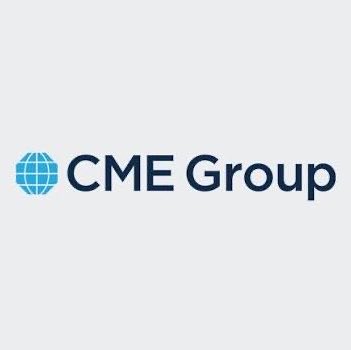 The image displays the CME Group logo, featuring a blue globe icon beside the company name "CME Group" in dark text. This relates to the post as CME Group operates the exchange where XRP futures traders have increased their exposure, with open interest rising 17% over two weeks.