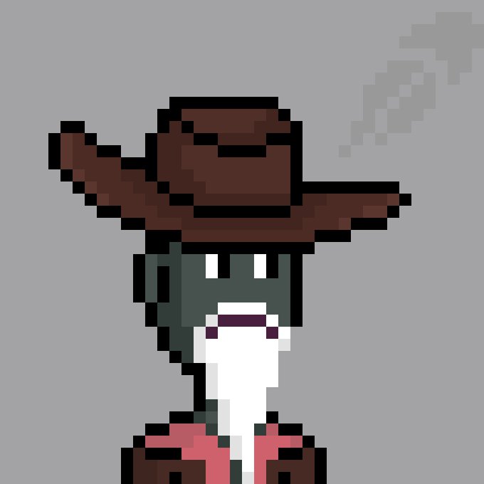 A pixel art illustration of a dark-skinned character in a green jacket with white shirt and red shoes, posing with arms outstretched against a gray background with question marks.