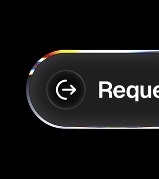 A cropped, close-up view of a dark grey user interface button with an exit icon and the partial text 'Reque' visible.