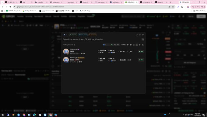 Screenshot of GMGN trading interface on Axiom DEX showing the PING memecoin with multiple buy transactions visible, displaying token address and various CA/KOL/handle searches.