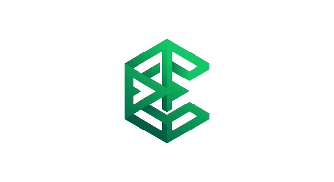 A green geometric logo featuring an isometric cube design with the letter 'E' integrated into the shape, on a white background.