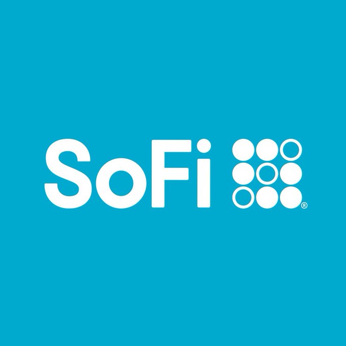 The SoFi logo is displayed in white text on a teal background, representing the company mentioned in the announcement of its partnership with Mastercard to introduce stablecoin settlement to its $25 billion card program.