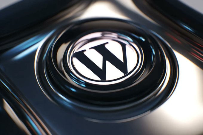 A close-up of the WordPress logo on a glossy black surface, paired with text about shared hosting's performance issues during traffic spikes—visually contrasting the platform's widespread use with the vulnerability that FluxCloud's distributed architecture aims to solve.