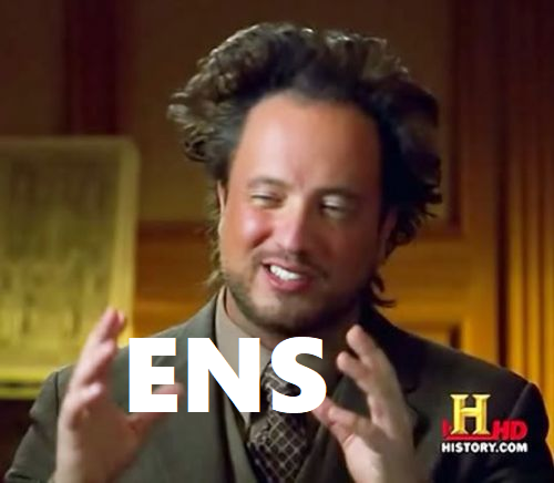 A still from a History HD show features a man with wild hair speaking animatedly, with the text 'ENS' overlaid.