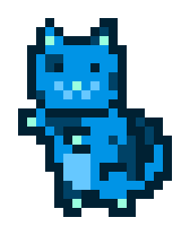 The image features a cute blue pixel art cat with glowing eyes, paws, and whiskers. The cat has a small head and is sitting upright on its hind legs, giving off an impression of curiosity or playfulness. A watermark reads "MoonCat #13804" in the corner below the cat's photo, indicating that it was possibly created for a transaction on the Ethereum blockchain.