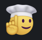 A pixel art chef emoji giving a thumbs-up gesture.