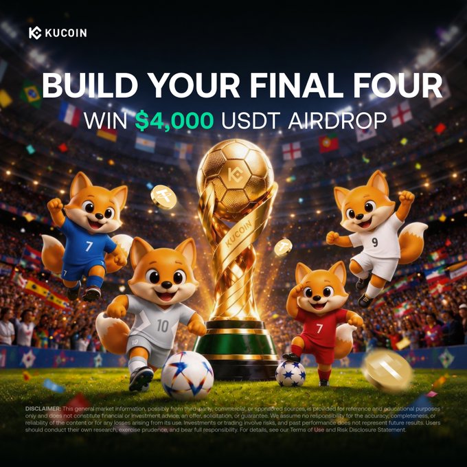 The image features a post for a football game that gives away USDT (Usd Drop) worthings to four architects who can lock down the perfect bracket of the World Cup final. The architect with the highest total points will win the reward. The group of four cute dogs are playing soccer on a field surrounded by flags, and the backdrop is a sports stadium filled with fans. The post appears to be related to a gaming platform or event that incorporates elements from a football game.