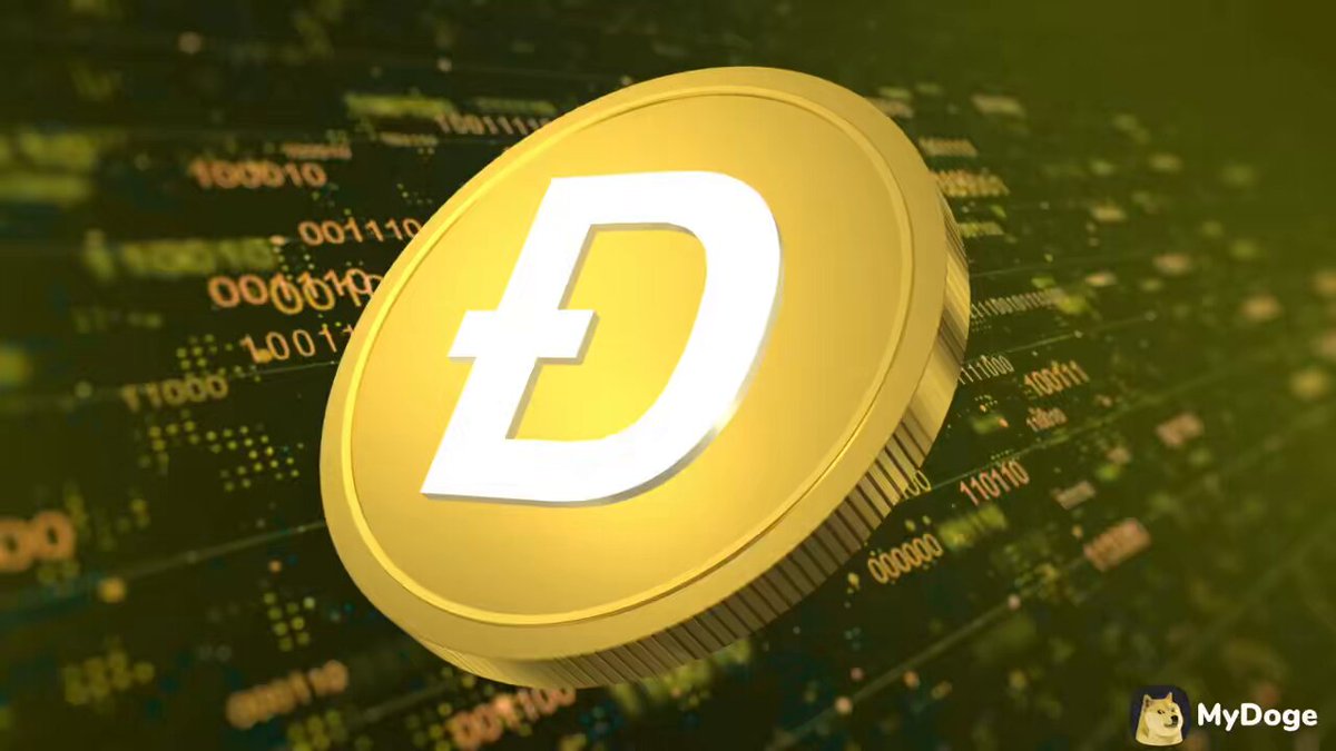 The image features a golden coin with the letter "D" written on it, floating above a green background filled with numbers and lines. The text "DOGE IS CURRENCY GIVEAWAY" is displayed below the coin, indicating that the coin is a form of currency or payment for followers to give away their followers' followers. The post also mentions that there are 10 winners of an online contest, which could be related to the coin's value or some other aspect of its use.