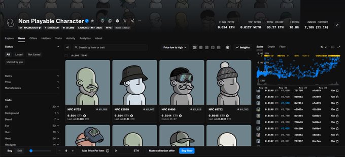 The image shows an online marketplace for NFTs (Non-Fungible Tokens) where people can buy and sell digital items such as characters or hats. The marketplace has a large number of items available, including various types of hats displayed on the screen. There are also descriptions provided about each item to help potential buyers make informed decisions. The post mentions that NFTs are cooking and @npconchain shine on TL today Minted my GTDs and a few in FCFS phase thanks @DusaNFT Pump was insane,are you still holding !!! Still 4 in my bags". This suggests that the marketplace is experiencing high demand for its items and has attracted many users.
