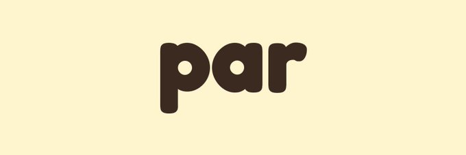The image features the bold lowercase text "par" in dark brown, displayed prominently on a pale cream/yellow background, which aligns with the $PAR token branding mentioned in the post. The minimalist logo design visually represents the Par token, a project focused on building a fair-launch token launchpad on Robinhood Chain.